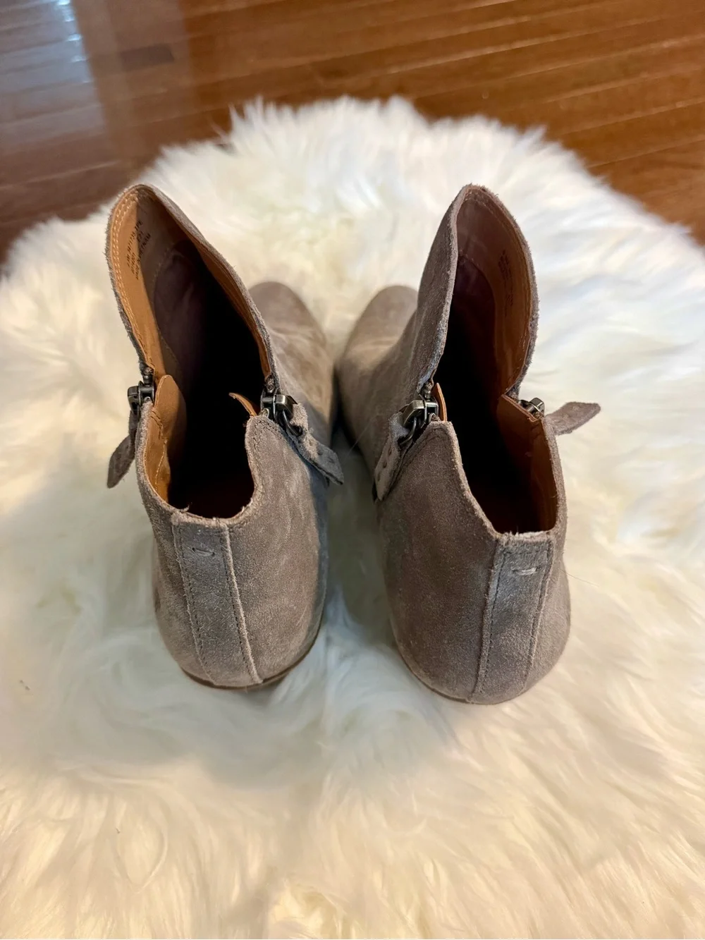 FRYE Women's Suede Ankle Booties in Taupe Size 9.5